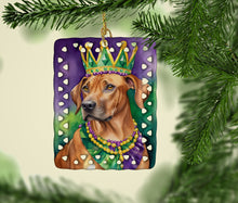 Load image into Gallery viewer, Rhodesian Ridgeback King of Mardi Gras Porcelain Ornament