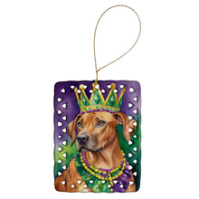 Load image into Gallery viewer, Rhodesian Ridgeback King of Mardi Gras Porcelain Ornament