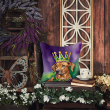 Load image into Gallery viewer, Rhodesian Ridgeback King of Mardi Gras Throw Pillow - 14x14 Decorative Pillow – Art for Your Home &amp; Patio