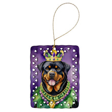 Load image into Gallery viewer, Rottweiler King of Mardi Gras Porcelain Ornament