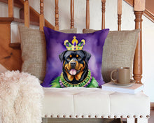 Load image into Gallery viewer, Rottweiler King of Mardi Gras Throw Pillow - 14x14 Decorative Pillow – Art for Your Home &amp; Patio
