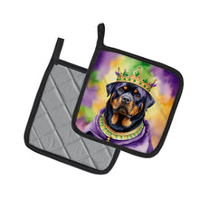 Load image into Gallery viewer, Rottweiler King of Mardi Gras Pot Holders - Set of 2 Decorative Kitchen Helpers | Made in the USA