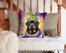 Load image into Gallery viewer, Rottweiler King of Mardi Gras Throw Pillow - 14x14 Decorative Pillow – Art for Your Home &amp; Patio