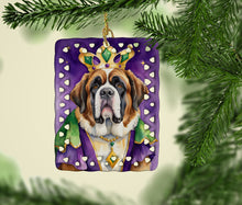 Load image into Gallery viewer, Saint Bernard King of Mardi Gras Porcelain Ornament