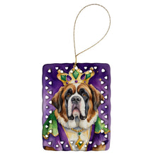 Load image into Gallery viewer, Saint Bernard King of Mardi Gras Porcelain Ornament