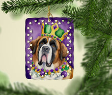 Load image into Gallery viewer, Saint Bernard King of Mardi Gras Porcelain Ornament