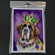 Load image into Gallery viewer, Saint Bernard King of Mardi Gras Greeting Cards - Blank Note Cards – 8-Pack of Artist-Designed Cards with Envelopes