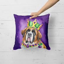 Load image into Gallery viewer, Saint Bernard King of Mardi Gras Throw Pillow