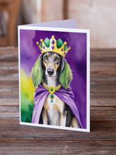 Load image into Gallery viewer, Saluki King of Mardi Gras Greeting Cards - Blank Note Cards – 8-Pack of Artist-Designed Cards with Envelopes