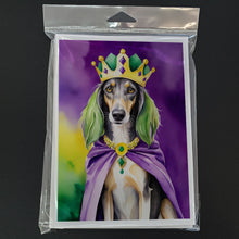 Load image into Gallery viewer, Saluki King of Mardi Gras Greeting Cards - Blank Note Cards – 8-Pack of Artist-Designed Cards with Envelopes