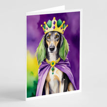 Load image into Gallery viewer, Saluki King of Mardi Gras Greeting Cards - Blank Note Cards – 8-Pack of Artist-Designed Cards with Envelopes