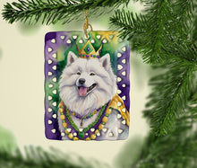 Load image into Gallery viewer, Samoyed King of Mardi Gras Porcelain Ornament