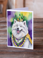 Load image into Gallery viewer, Samoyed King of Mardi Gras Greeting Cards - Blank Note Cards – 8-Pack of Artist-Designed Cards with Envelopes