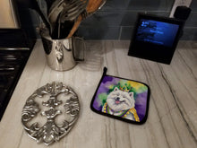 Load image into Gallery viewer, Samoyed King of Mardi Gras Pot Holders - Set of 2 Decorative Kitchen Helpers | Made in the USA