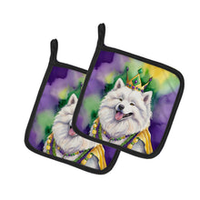 Load image into Gallery viewer, Samoyed King of Mardi Gras Pot Holders - Set of 2 Decorative Kitchen Helpers | Made in the USA