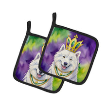 Load image into Gallery viewer, Samoyed King of Mardi Gras Pot Holders - Set of 2 Decorative Kitchen Helpers | Made in the USA