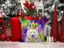 Load image into Gallery viewer, Samoyed King of Mardi Gras Throw Pillow - 14x14 Decorative Pillow – Art for Your Home &amp; Patio
