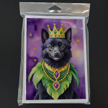 Load image into Gallery viewer, Schipperke King of Mardi Gras Greeting Cards - Blank Note Cards – 8-Pack of Artist-Designed Cards with Envelopes