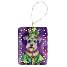 Load image into Gallery viewer, Schnauzer King of Mardi Gras Porcelain Ornament