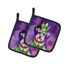 Load image into Gallery viewer, Schnauzer King of Mardi Gras Pot Holders - Set of 2 Decorative Kitchen Helpers | Made in the USA