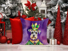 Load image into Gallery viewer, Schnauzer King of Mardi Gras Throw Pillow - 14x14 Decorative Pillow – Art for Your Home &amp; Patio