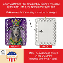 Load image into Gallery viewer, Scottish Deerhound King of Mardi Gras Porcelain Ornament