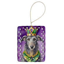 Load image into Gallery viewer, Scottish Deerhound King of Mardi Gras Porcelain Ornament