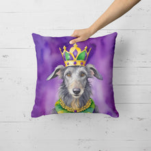 Load image into Gallery viewer, Scottish Deerhound King of Mardi Gras Throw Pillow