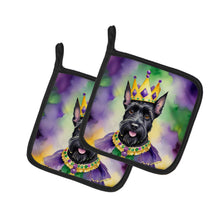 Load image into Gallery viewer, Scottish Terrier King of Mardi Gras Pot Holders - Set of 2 Decorative Kitchen Helpers | Made in the USA