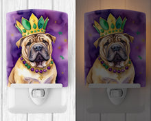Load image into Gallery viewer, Shar Pei King of Mardi Gras Ceramic Night Light