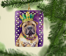 Load image into Gallery viewer, Shar Pei King of Mardi Gras Porcelain Ornament