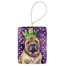 Load image into Gallery viewer, Shar Pei King of Mardi Gras Porcelain Ornament