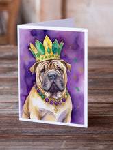 Load image into Gallery viewer, Shar Pei King of Mardi Gras Greeting Cards - Blank Note Cards – 8-Pack of Artist-Designed Cards with Envelopes