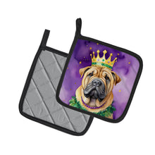 Load image into Gallery viewer, Shar Pei King of Mardi Gras Pot Holders - Set of 2 Decorative Kitchen Helpers | Made in the USA