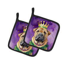 Load image into Gallery viewer, Shar Pei King of Mardi Gras Pot Holders - Set of 2 Decorative Kitchen Helpers | Made in the USA