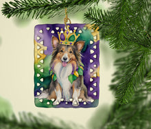 Load image into Gallery viewer, Sheltie King of Mardi Gras Porcelain Ornament