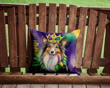 Load image into Gallery viewer, Sheltie King of Mardi Gras Throw Pillow - 14x14 Decorative Pillow – Art for Your Home &amp; Patio