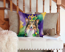 Load image into Gallery viewer, Sheltie King of Mardi Gras Throw Pillow - 14x14 Decorative Pillow – Art for Your Home &amp; Patio
