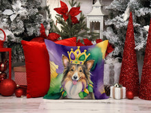 Load image into Gallery viewer, Sheltie King of Mardi Gras Throw Pillow - 14x14 Decorative Pillow – Art for Your Home &amp; Patio
