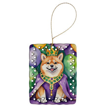 Load image into Gallery viewer, Shiba Inu King of Mardi Gras Porcelain Ornament