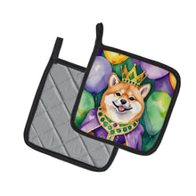 Load image into Gallery viewer, Shiba Inu King of Mardi Gras Pot Holders - Set of 2 Decorative Kitchen Helpers | Made in the USA