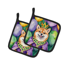 Load image into Gallery viewer, Shiba Inu King of Mardi Gras Pot Holders - Set of 2 Decorative Kitchen Helpers | Made in the USA