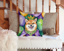 Load image into Gallery viewer, Shiba Inu King of Mardi Gras Throw Pillow - 14x14 Decorative Pillow – Art for Your Home &amp; Patio