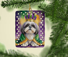 Load image into Gallery viewer, Shih Tzu King of Mardi Gras Porcelain Ornament