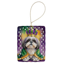 Load image into Gallery viewer, Shih Tzu King of Mardi Gras Porcelain Ornament