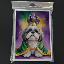 Load image into Gallery viewer, Shih Tzu King of Mardi Gras Greeting Cards - Blank Note Cards – 8-Pack of Artist-Designed Cards with Envelopes