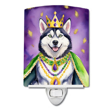 Load image into Gallery viewer, Siberian Husky King of Mardi Gras Ceramic Night Light