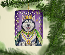 Load image into Gallery viewer, Siberian Husky King of Mardi Gras Porcelain Ornament