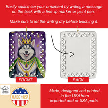 Load image into Gallery viewer, Siberian Husky King of Mardi Gras Porcelain Ornament