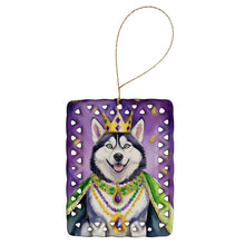 Load image into Gallery viewer, Siberian Husky King of Mardi Gras Porcelain Ornament